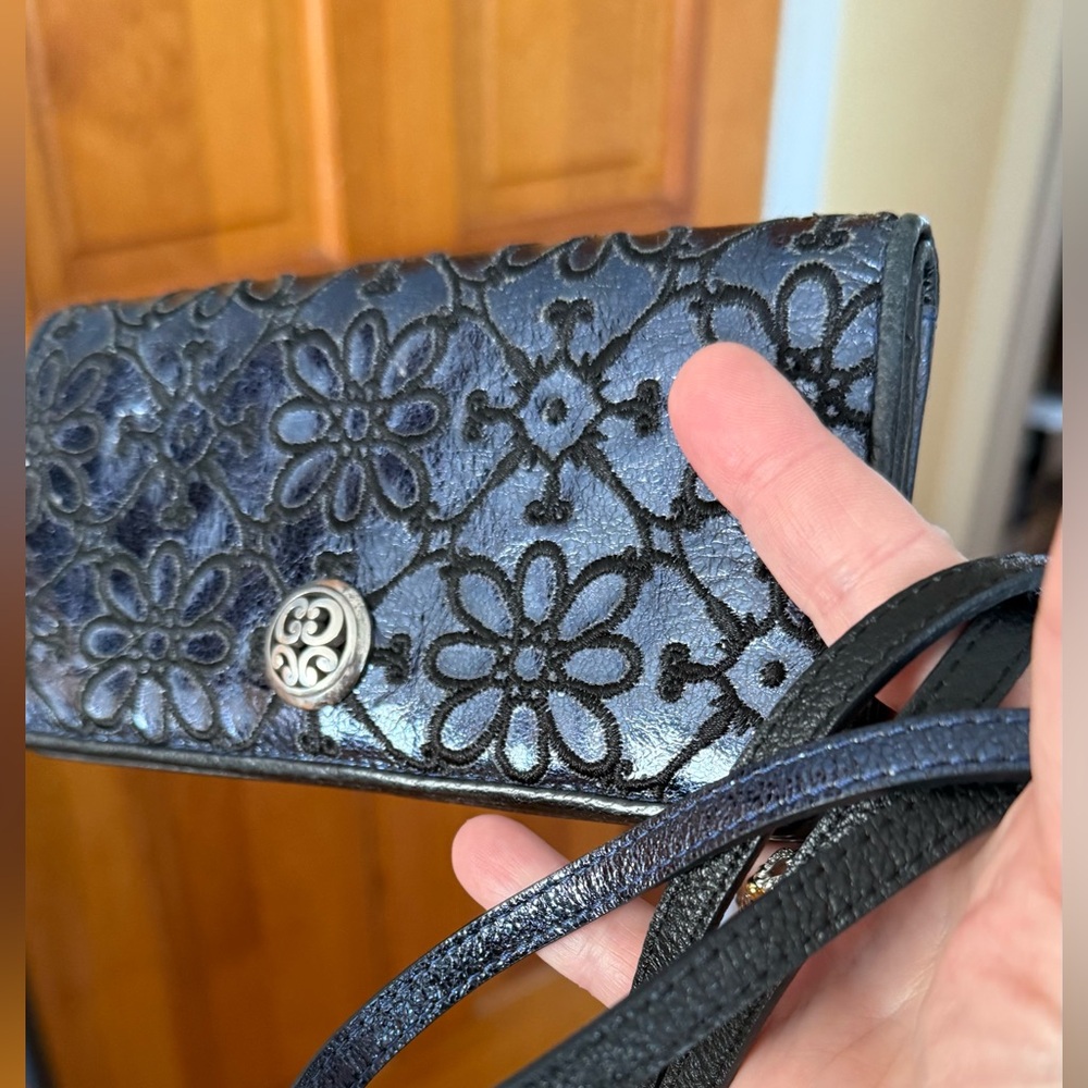 Brighton Black Floral Embossed Shoulder Bag - Picture 5 of 10